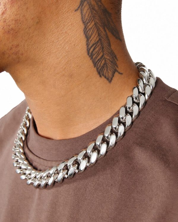 18mm Miami Cuban Link Chain in White Gold