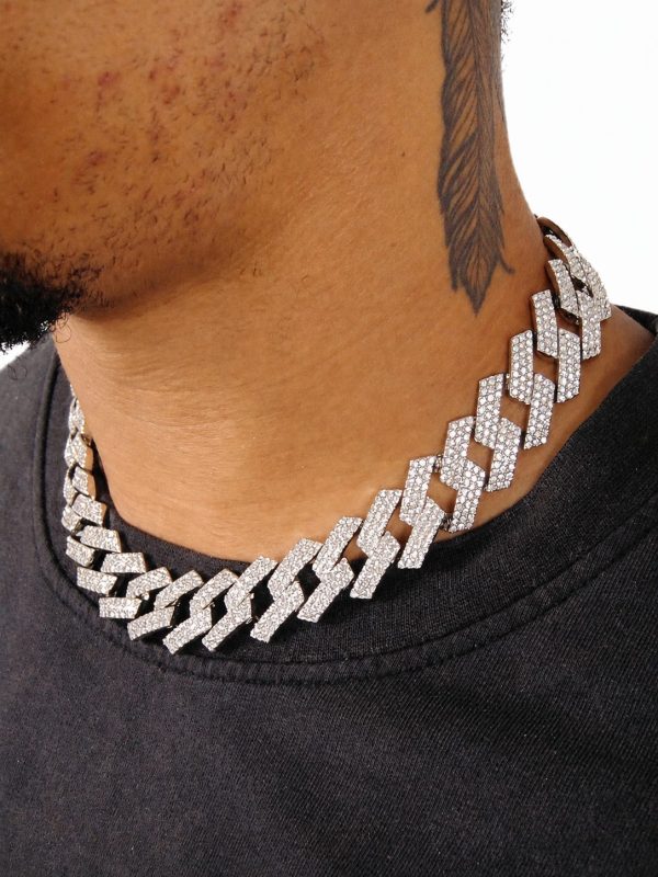 20mm Iced Out Prong Chain in White Gold