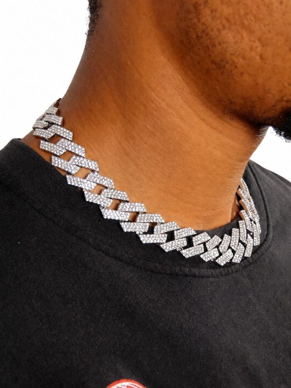 Alternative view of 20mm Iced Out Prong Chain in White Gold