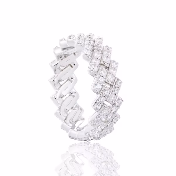 Alternative view of VVS1 Moissanite Cuban Prong Ring 925 Sterling Silver