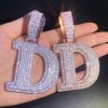 VVS1 Moissanite Initial Pendant 925 Sterling Silver